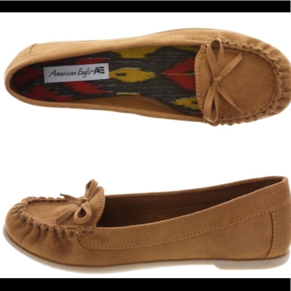 American Eagle Moccasins Tan Flat